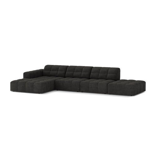Cosmopolitan Design - Linker hoekbank Chicago 5-zits, chenille donkergrijs - 167x348x78cm