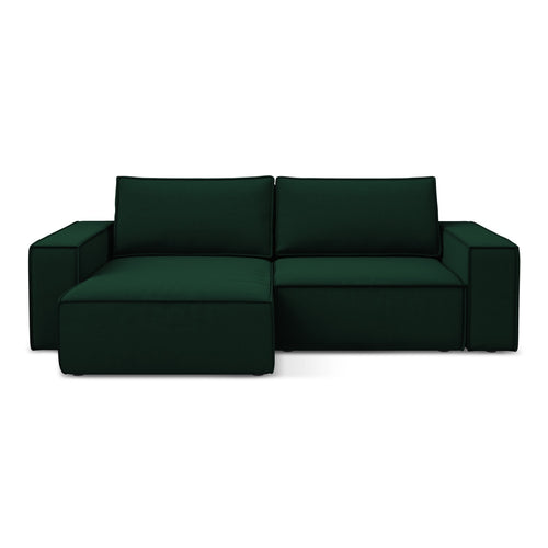 LaMiaSofa hoekbank links Livorno - velours - flessengroen - 257x148x82