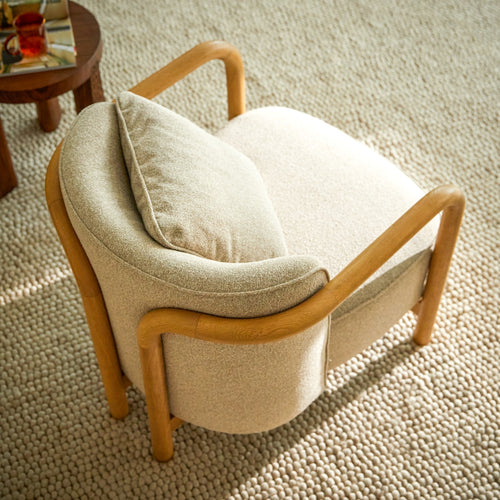Tikamoon Fauteuil in massief eikenhout en grijze stof - Grijs