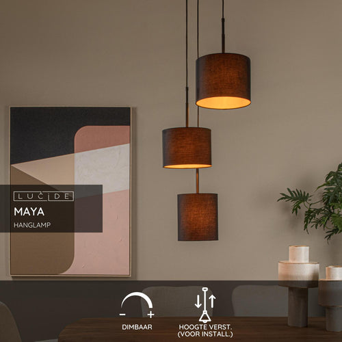 Lucide hanglamp MAYA - 3xE27 - Zwart - vtwonen shop