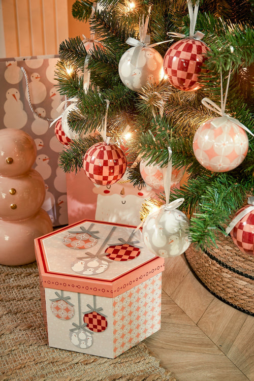 House of Seasons Kerstballen Cadeauset - 14 Stuks - Ø8 cm - Onbreekbaar - Perzik, Grijs - vtwonen shop