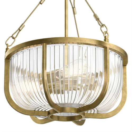 Elstead Kichler Roux Cilindrische Hanglamp Plafondlamp Natuurlijk Messing