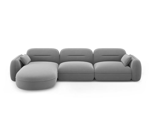 Cosmopolitan Design Modulaire hoekbank links Sydney 4-zits, flueel, lichtgrijs - 165x320x70cm