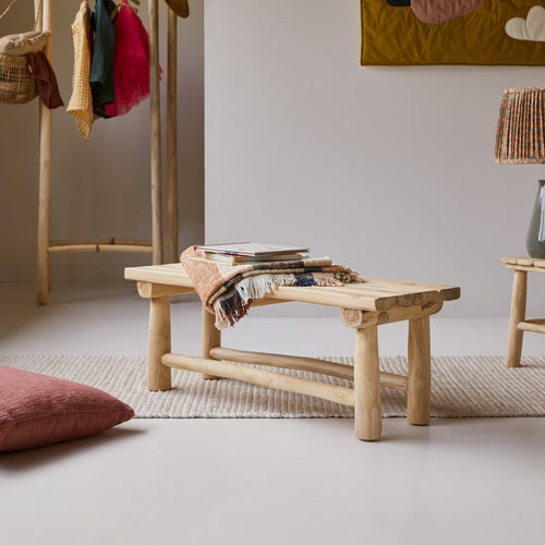 Tikamoon Massief teakhouten decoratief kinderbankje - Naturel - vtwonen shop