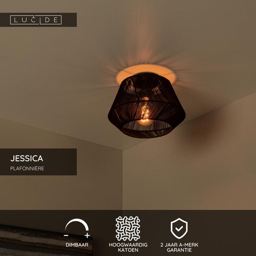 Lucide plafonnière JESSICA - 1xE27 - Zwart
