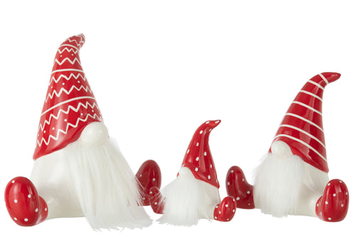 J-Line figuur Kerstman Zittend - keramiek - rood/wit - large - vtwonen shop