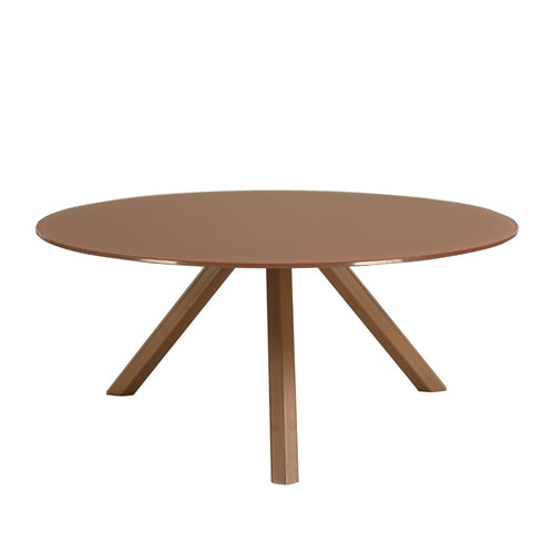 Giga Meubel Salontafel Felix Terra – Rond – Glas en Metaal – Set van 2