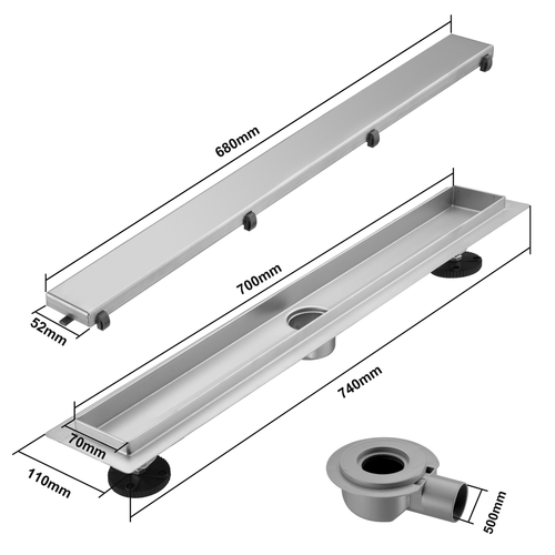 LOMAZOO douchegoot Nilo - geborsteld RVS - 70 cm