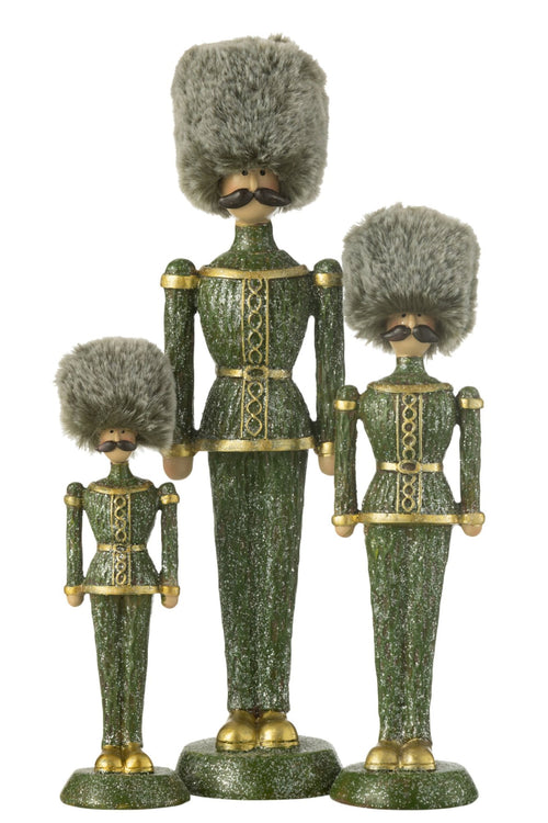 J-Line figuur notenkraker Bont Hoed Glitter - polyeresin - groen - large