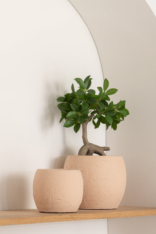 J-Line bloempot Enya - keramiek - beige - small - Ø 16 cm