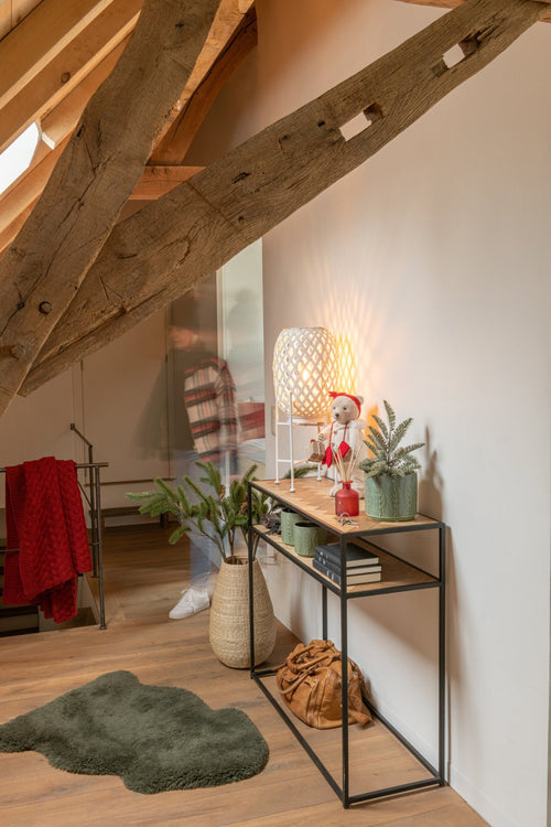 J-Line console Zigzag - hout/metaal - naturel/zwart