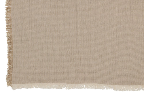 J-Line plaid Franjes Mousseline - katoen - donkerbeige - 130 x 180 cm