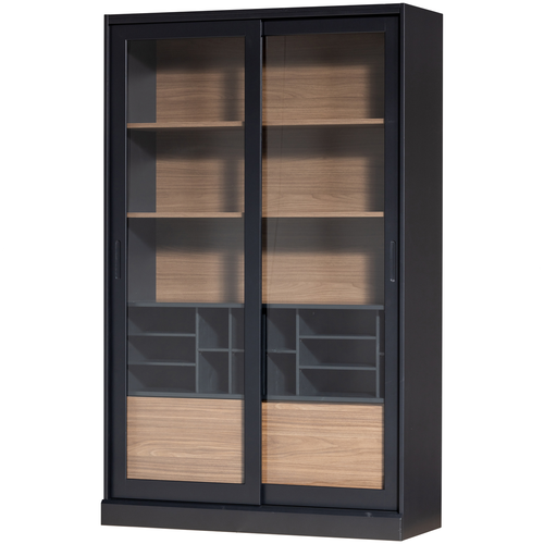 WOOOD vitrinekast James - Grenen - Zwart - 200x125x47 - vtwonen shop