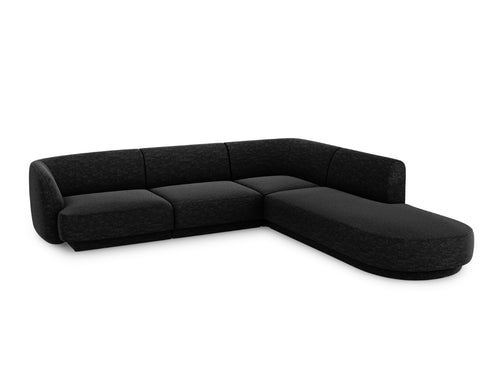 Micadoni rechter hoekbank Miley 6-zits, chenille, zwart - 248x255x70cm