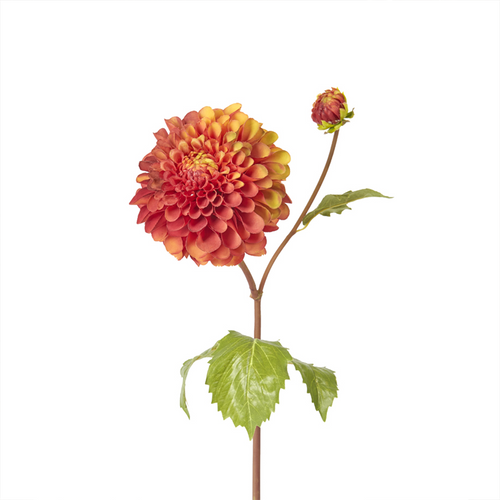 Sia Deco Kunstmatige Dahlia Stengel - Oranje En Geel - H50 - vtwonen shop