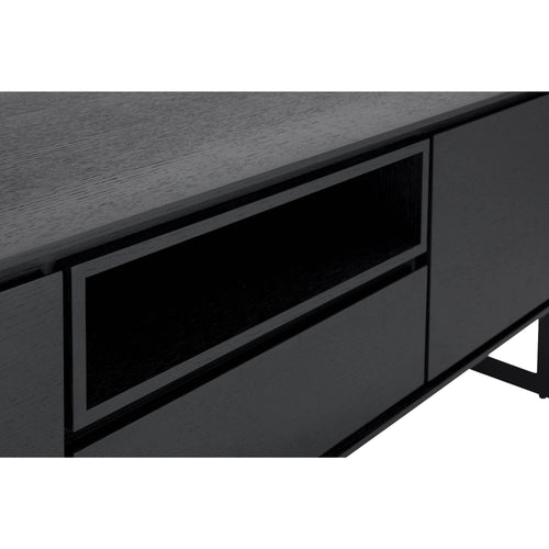 Furnhouse tv-meubel Tokyo - Zwart - MDF, zwart eikenfineer - 45x160x50