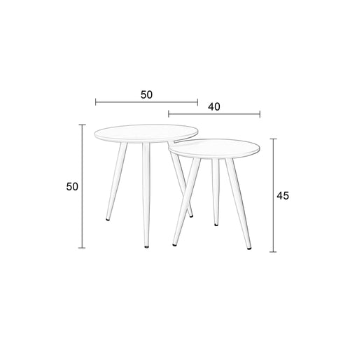 Housecraft Living Daven Bijzettafel Rond Hout Wit - Set van 2 - vtwonen shop