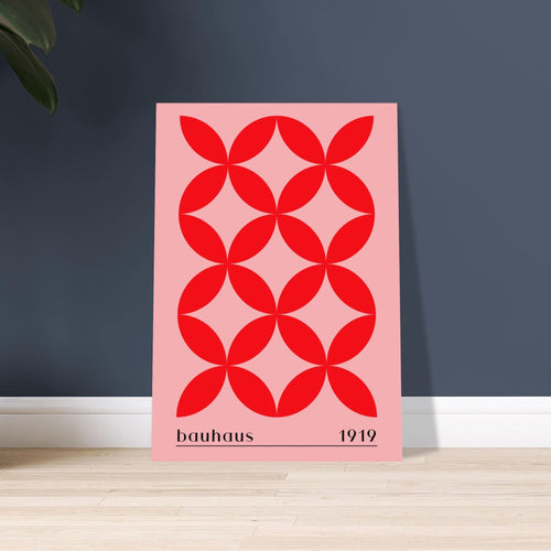 Artfulprints Poster met Lijst Bauhaus - 1919   - A4 21x29.7 cm - Rood
