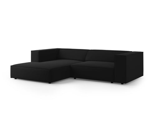 Cosmopolitan Design linker hoekbank Arendal 3-zits, flueel, zwart - 166x224x70cm
