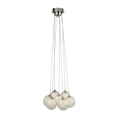 Searchlight CLUSTER - 7 Light Led Ball Ceiling Pendant - Chroom, glas en kristallen zandballen