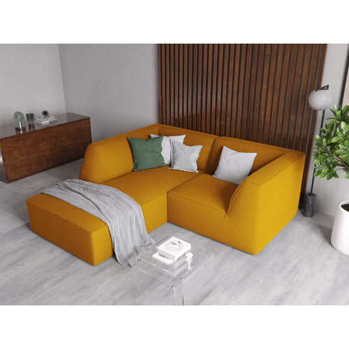 Cosmopolitan Design - Modulaire hoekbank links Siena 3-zits, flueel geel - 180x186x69cm