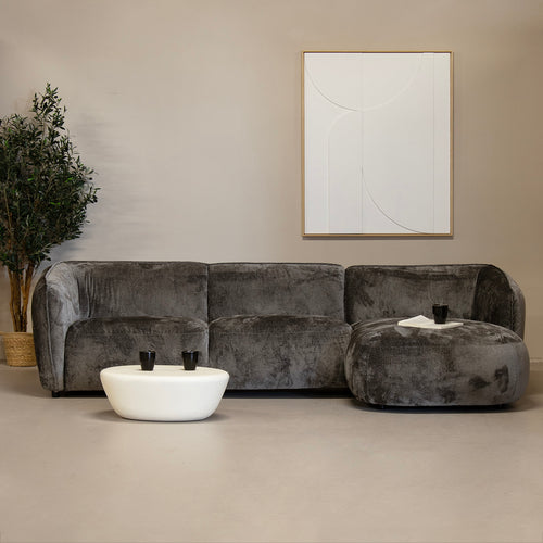 Giga Meubel Chaise Longue Bank Lille - 3-Zits - Rechts - Mokka - Stof