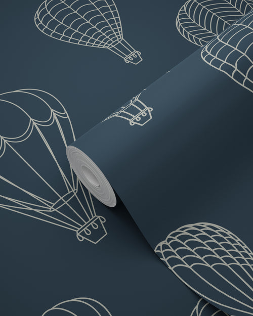 ESTAhome behang luchtballonnen donkerblauw - 50 x 900 cm - 139721 - vtwonen shop