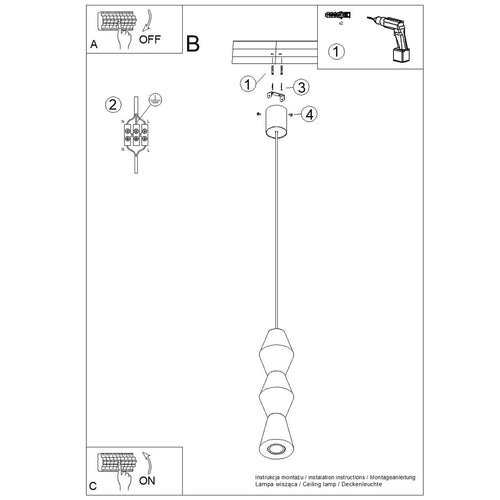 Sollux Lighting Hanglamp KUBBE middelgroot R - 10x10x200cm