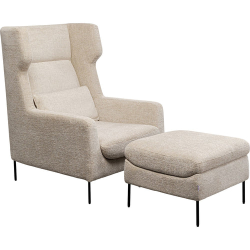 Kare Design Fauteuil en Voetensteun Quinn beige - vtwonen shop
