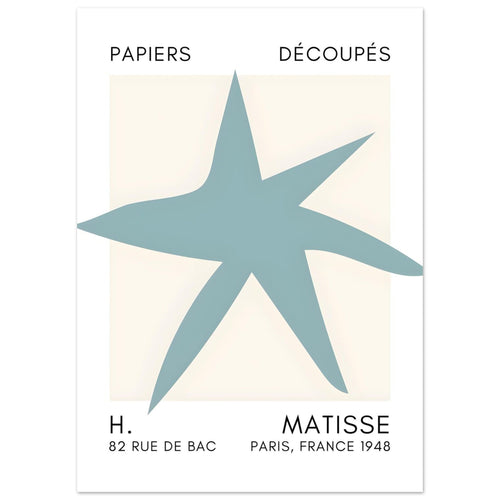 Artfulprints  Matisse – Star of the sea turquoise   poster 50x70 cm - vtwonen shop