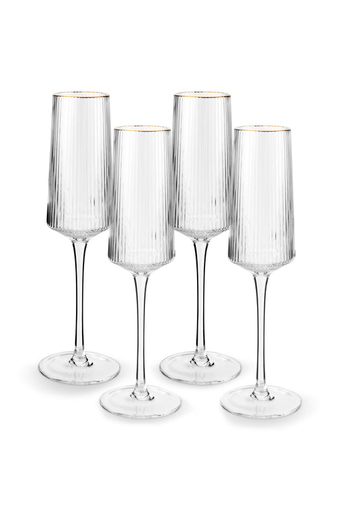 vtwonen Champagneglazen - set van 4 - met Gouden Rand - vtwonen shop
