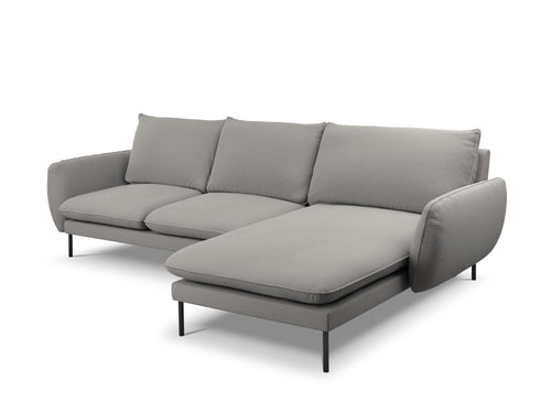 Cosmopolitan Design rechter hoekbank Vienna 5-zits, boucle, grijs - 170x255x95cm