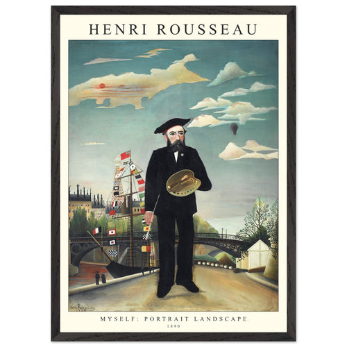Artfulprints Poster met Lijst Henri Rousseau - Portrait landscape   - 50x70 cm - Blauw