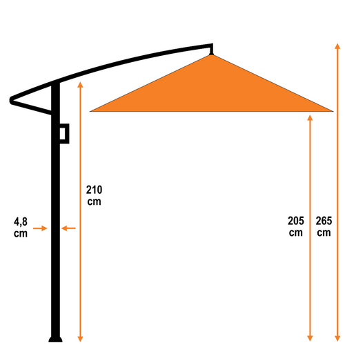 Corfu parasol - 250x250 cm - carbon black - zand