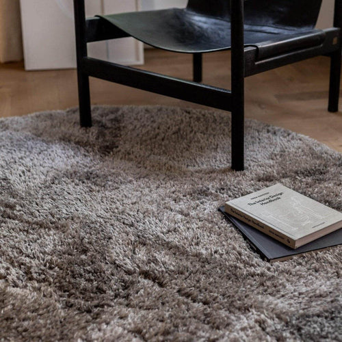 Interieur05 Rond Hoogpolig vloerkleed Fender grijs/lichtgrijs - 240 x 240 cm