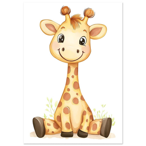 Artfulprints  Vrolijke giraffe   poster A4 21x29.7 cm - vtwonen shop