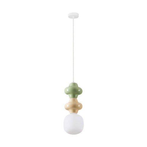 Nova Luce CLIO Slanke hanglamp voor aan het plafond, groen, geel, mat wit, E14 fitting, 1x5W