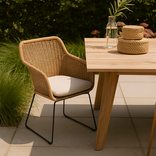 Lisomme Loki Rotan Tuinstoel Naturel - Met Zitkussen - vtwonen shop