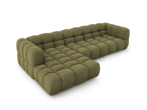 Cosmopolitan Design Modulaire hoekbank links Sky 4-zits, flueel, lichtgroen - 162x300x70cm