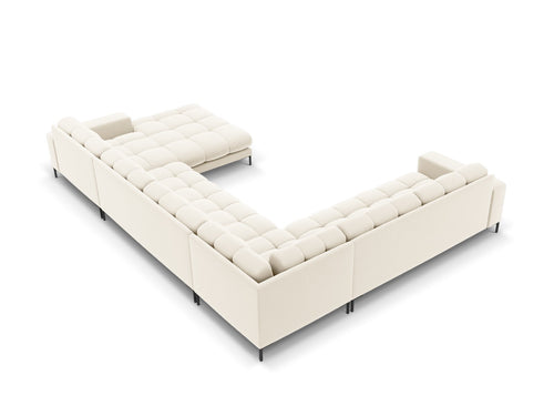 Cosmopolitan Design Panoramische hoekbank links Bali 7-zits, flueel, lichtbeige - 256x327x75cm