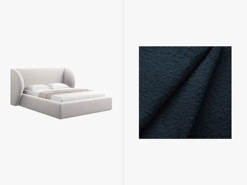 Micadoni Opbergbed met hoofdeinde Miley 200x140cm boucle donkerblauw - 230x187x100cm