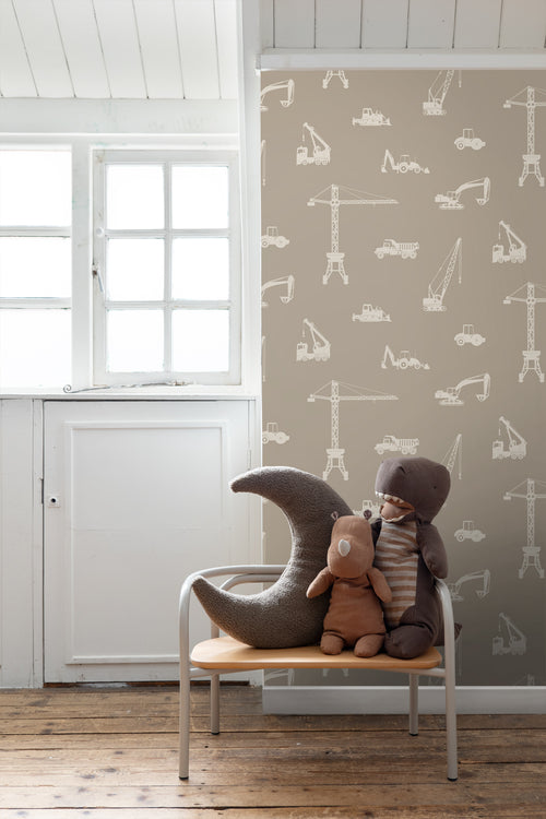 ESTAhome behang voertuigen taupe - 53 cm x 10.05 m - 139970 - vtwonen shop