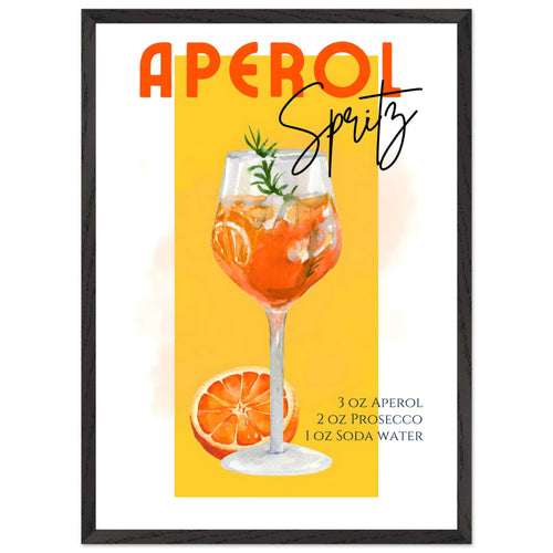 Artfulprints Poster met Lijst Aperol Spritz - Yellow   - 50x70 cm - Geel
