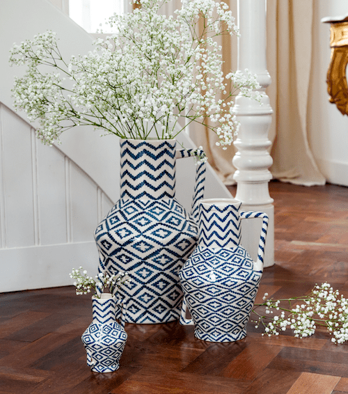 Return to Sender Vaas 45 cm Waves print handgeschilderd met handvat