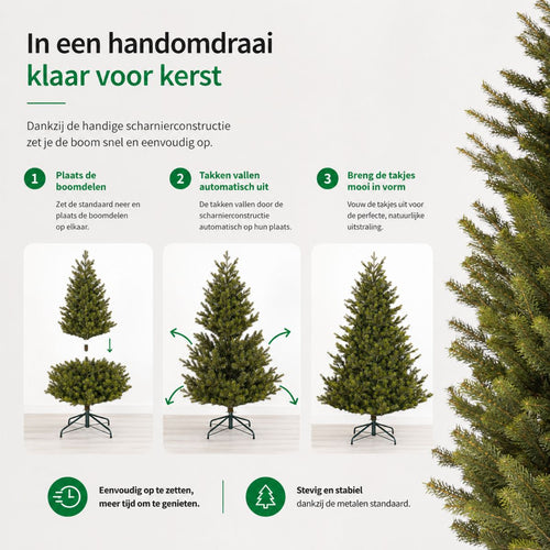 Black Box Trees Clive Kunstboom - Kerstboom met Scharnierconstructie - Kerstversiering voor Binnenshuis - Volle Uitstraling en Stevige Basis - H215 x