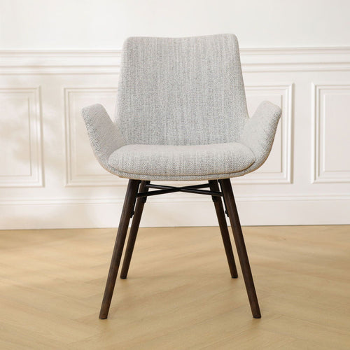 Nolon Nena-Eef Eetkamerstoel Beige Gemêleerd - met Armleuning - Walnoot - vtwonen shop