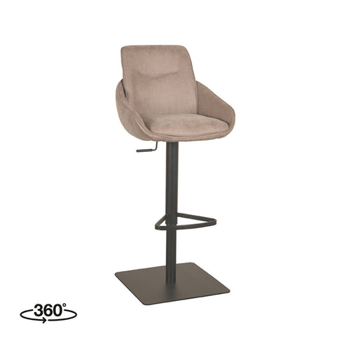 LABEL51 Barkruk Beauty - Taupe Stof - Zithoogte 55–82cm - vtwonen shop