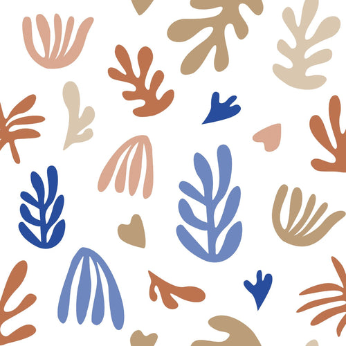 ESTAhome behang planten in Matisse stijl beige, terracotta en blauw - 50 x 900 cm - 131019 - vtwonen shop