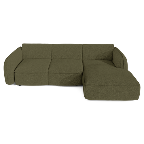 Sia Home - Rechte hoekbanken LIVIA - Bouclette stof - Olijfgroen - 274cm - vtwonen shop