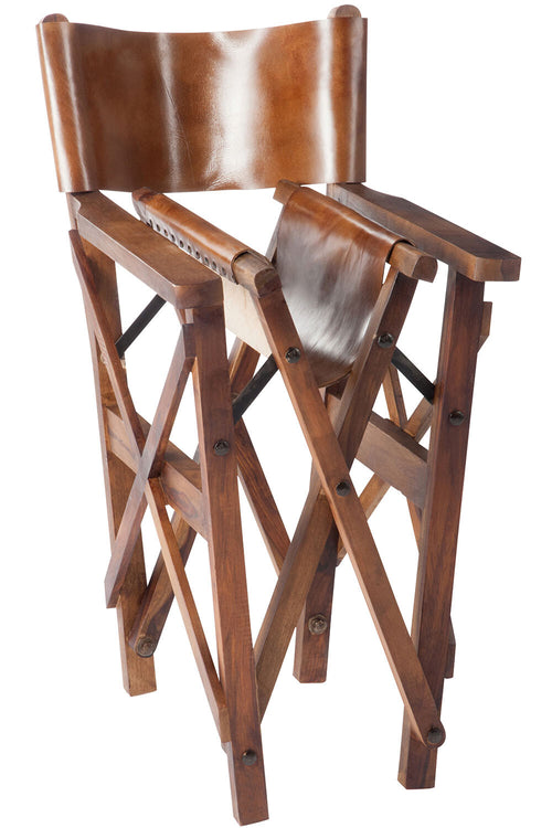 J-Line regisseurstoel Plooibaar - hout/leder - cognac